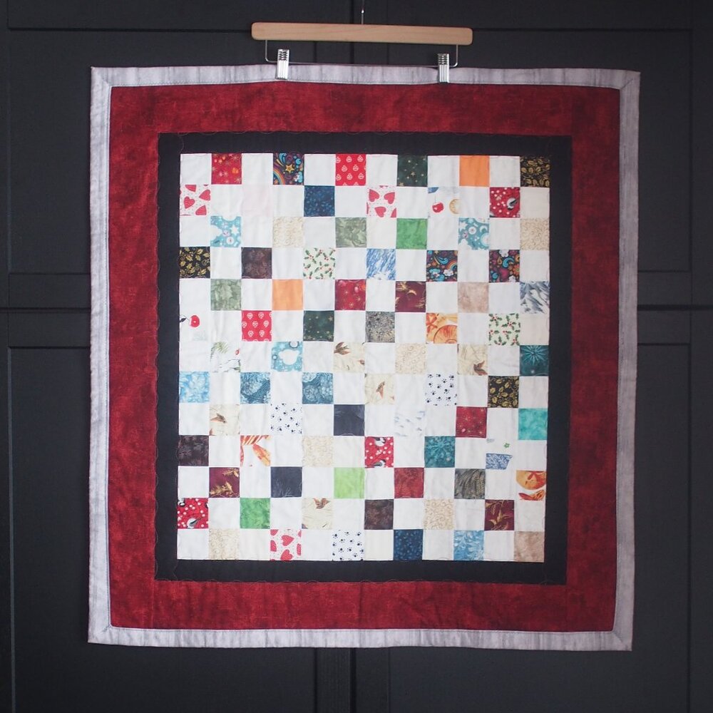 Like NEW Handmade Patchwork Quilt Table Square (35" x 36 1/2")